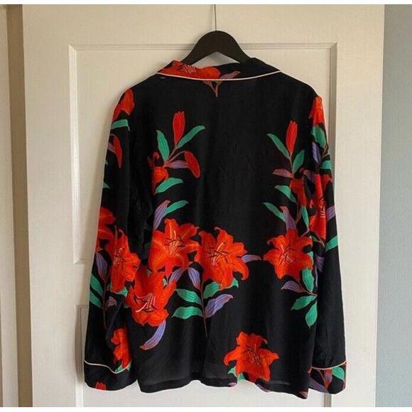 DVF Diane Von Furstenberg Tilly Argos Floral Silk Pajama Top Size P XS - Picture 8 of 9